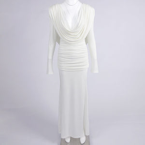 Selmori Lumière Long Sleeve Deep V Maxi Dress