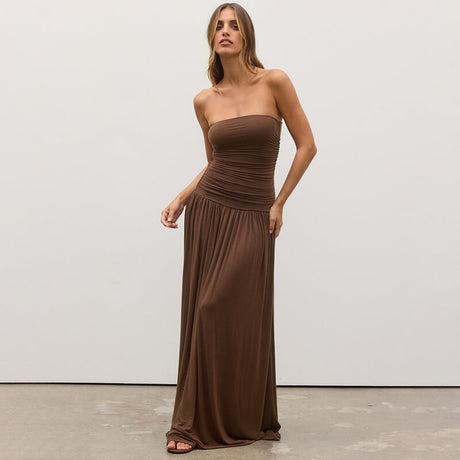 Élisa Strapless Ruched Maxi Dress