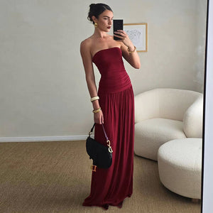 Élisa Strapless Ruched Maxi Dress