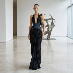 Diane Halter Corset Maxi Dress