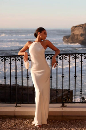 Désir Beaded Backless Maxi Dress White