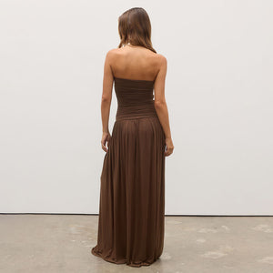 Élisa Strapless Ruched Maxi Dress