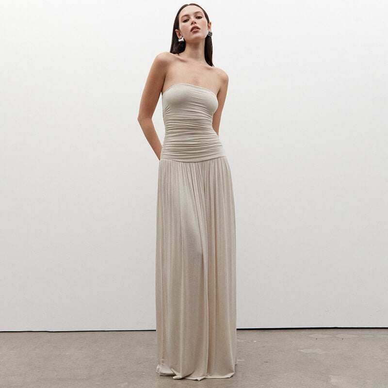 Élisa Strapless Ruched Maxi Dress
