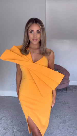Solène One Shoulder Slit Midi Dress