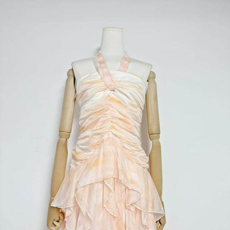 Selmori Mila Ruffle Halter Maxi Dress