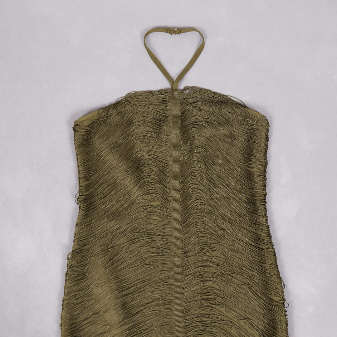 Selmori Jade Ruched Halter Neck Maxi Dress