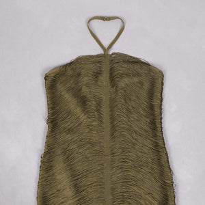 Selmori Jade Ruched Halter Neck Maxi Dress