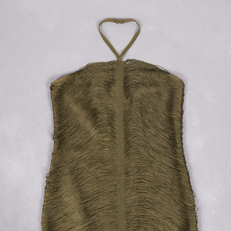 Selmori Jade Ruched Halter Neck Maxi Dress