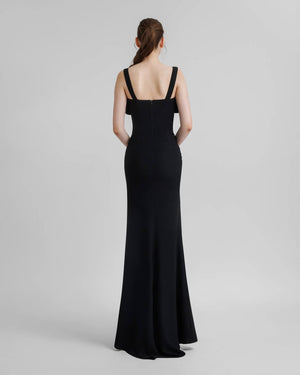 Éclatante Corset High Slit Mesh Maxi Dress