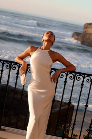 Désir Beaded Backless Maxi Dress White