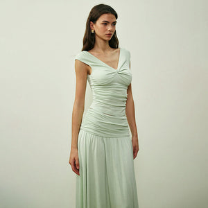 Aurore V Neck Ruched Maxi Dress Set