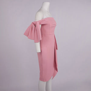 Héloïse Off Shoulder Bow Draped Midi Dress