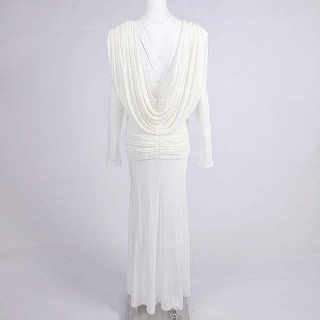 Selmori Lumière Long Sleeve Deep V Maxi Dress