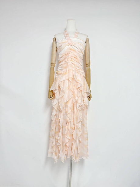 Selmori Mila Ruffle Halter Maxi Dress