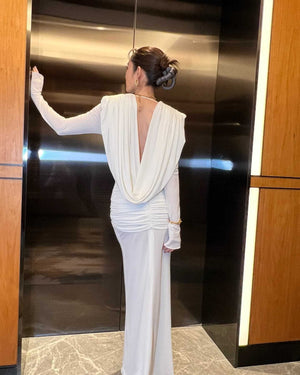 Selmori Lumière Long Sleeve Deep V Maxi Dress