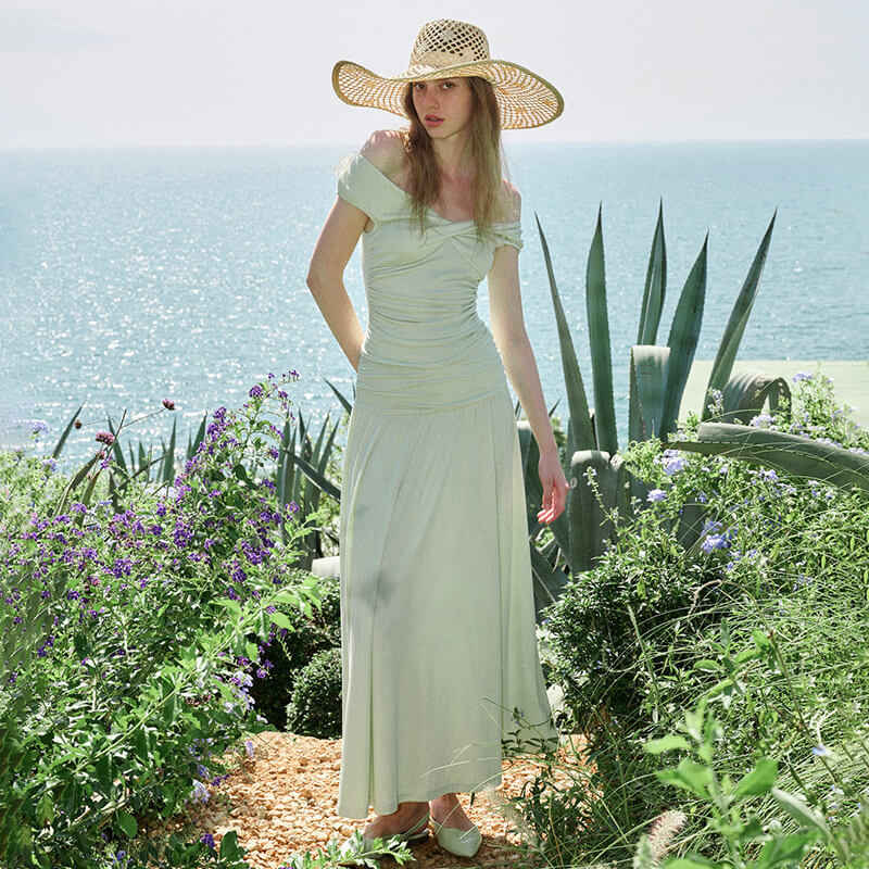 Aurore V Neck Ruched Maxi Dress Set
