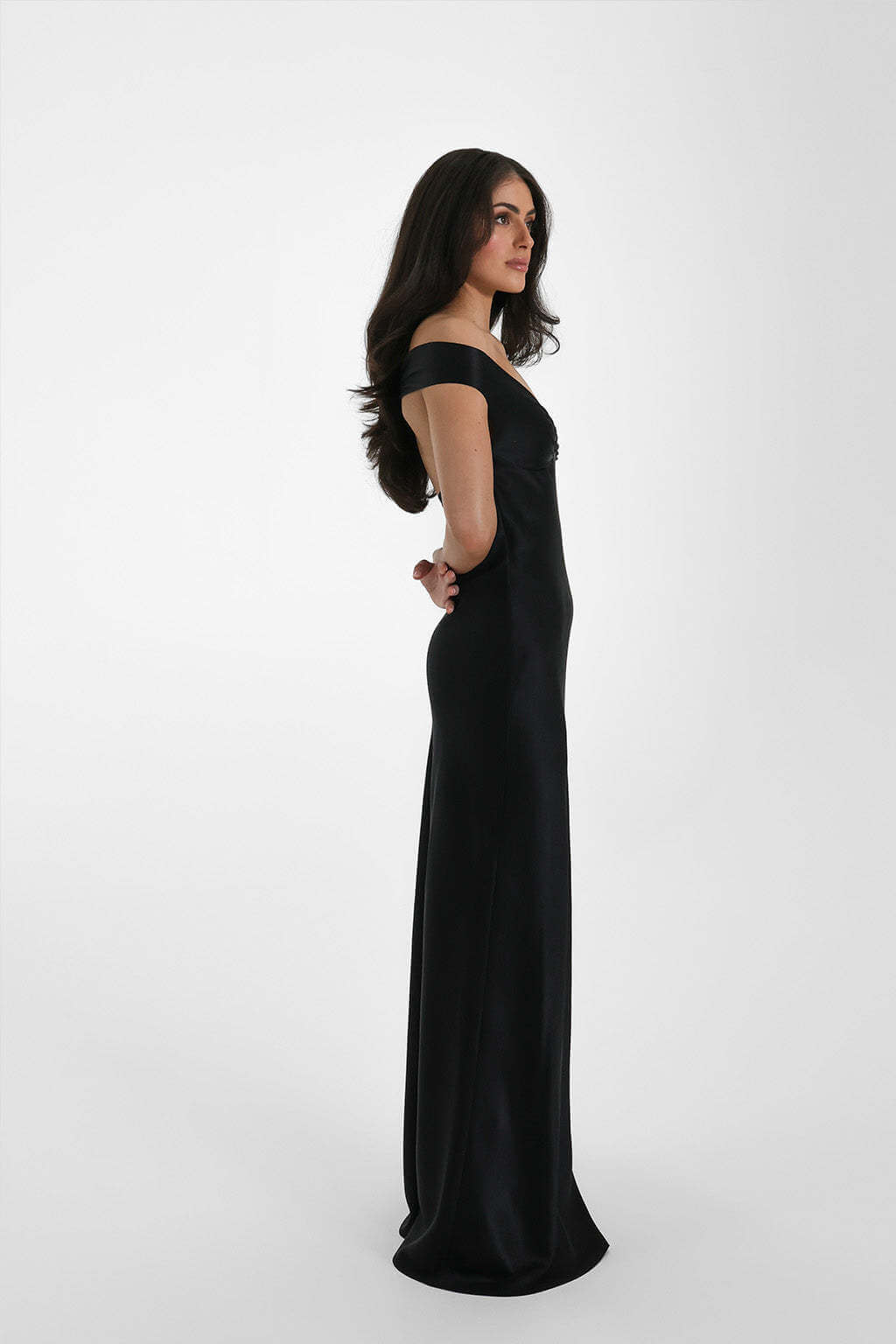 Félicité Satin Off-Shoulder Maxi Dress