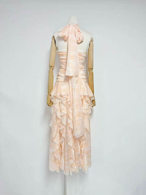 Selmori Mila Ruffle Halter Maxi Dress