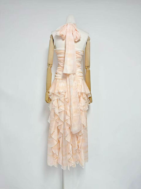 Selmori Mila Ruffle Halter Maxi Dress