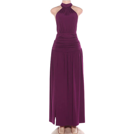 Fascination Halter Neck Ruched Waist Maxi Dress