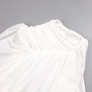 Instinct One Shoulder Draped Ruched Mini Dress White