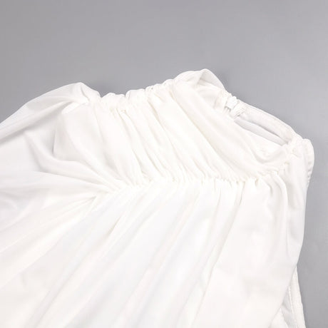 Instinct One Shoulder Draped Ruched Mini Dress White