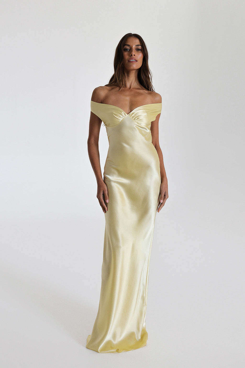 Félicité Satin Off-Shoulder Maxi Dress