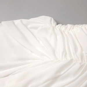 Instinct One Shoulder Draped Ruched Mini Dress White