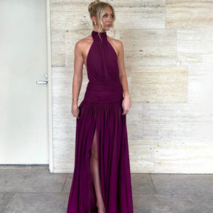 Fascination Halter Neck Ruched Waist Maxi Dress