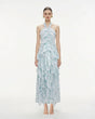 Selmori Mila Ruffle Halter Maxi Dress BLUE