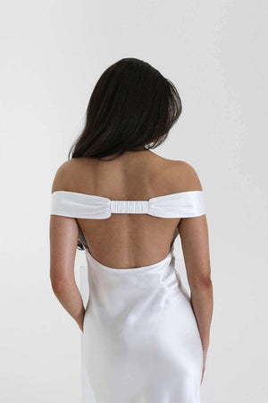 Félicité Satin Off-Shoulder Maxi Dress