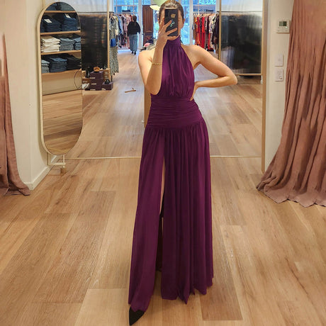 Fascination Halter Neck Ruched Waist Maxi Dress