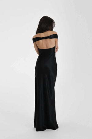 Félicité Satin Off-Shoulder Maxi Dress