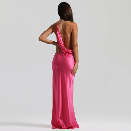 Frisson Satin Cowl Neck Slip Maxi Dress