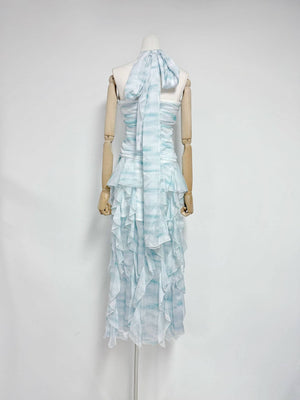 Selmori Mila Ruffle Halter Maxi Dress