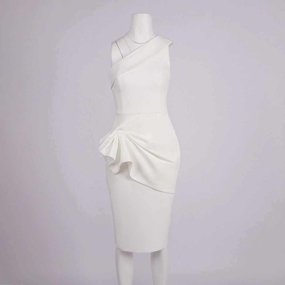 Lucie One Shoulder Draped Midi Dress