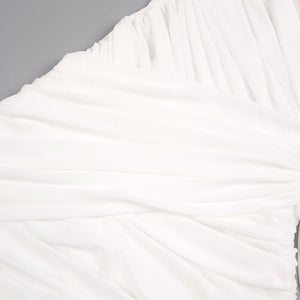 Instinct One Shoulder Draped Ruched Mini Dress White