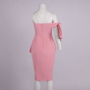Héloïse Off Shoulder Bow Draped Midi Dress