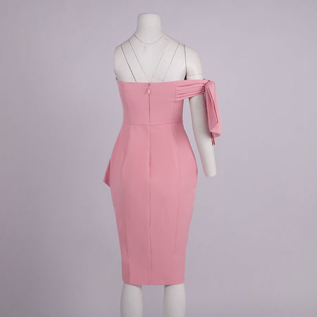 Héloïse Off Shoulder Bow Draped Midi Dress