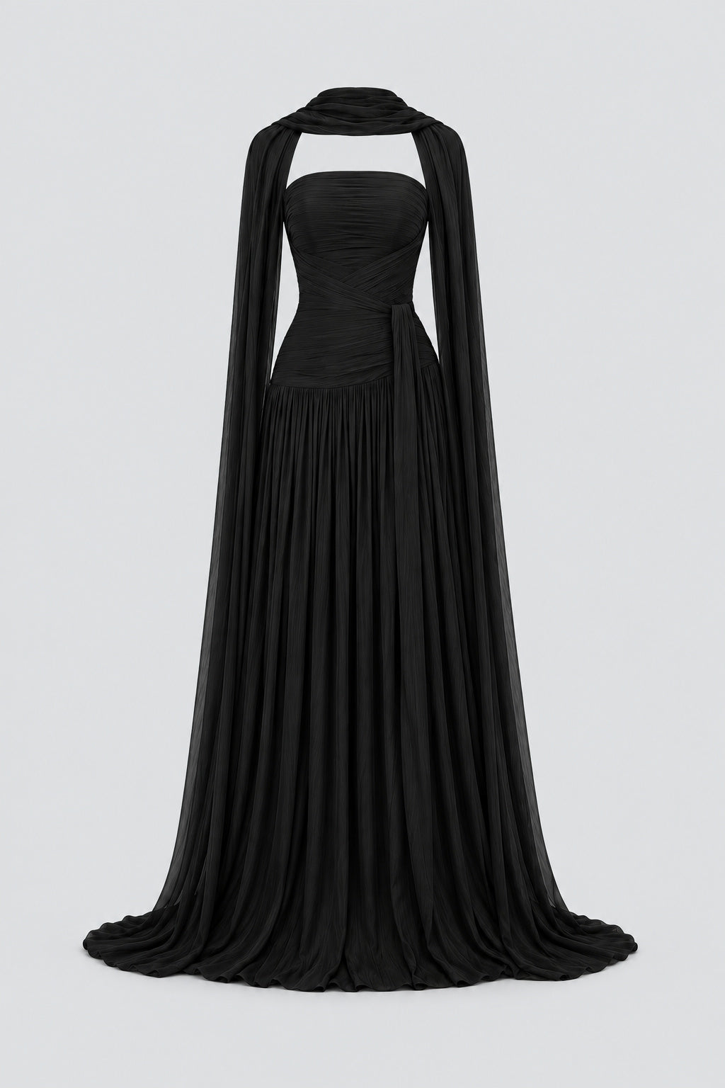 Oiseau Strapless Pleated Maxi Dress - Black_-_selmori.com_-_03