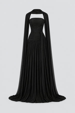 Oiseau Strapless Pleated Maxi Dress - Black_-_selmori.com_-_03