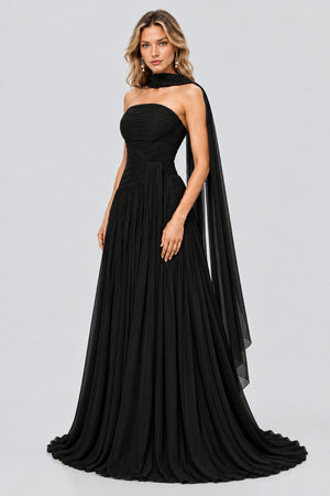 Oiseau Strapless Pleated Maxi Dress - Black_-_selmori.com_-_05