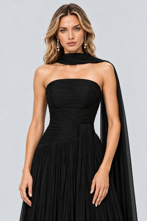 Oiseau Strapless Pleated Maxi Dress - Black_-_selmori.com_-_07
