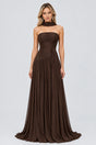 Oiseau Strapless Pleated Maxi Dress - Brown_-_selmori.com_-_01
