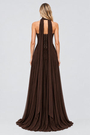Oiseau Strapless Pleated Maxi Dress - Brown_-_selmori.com_-_02