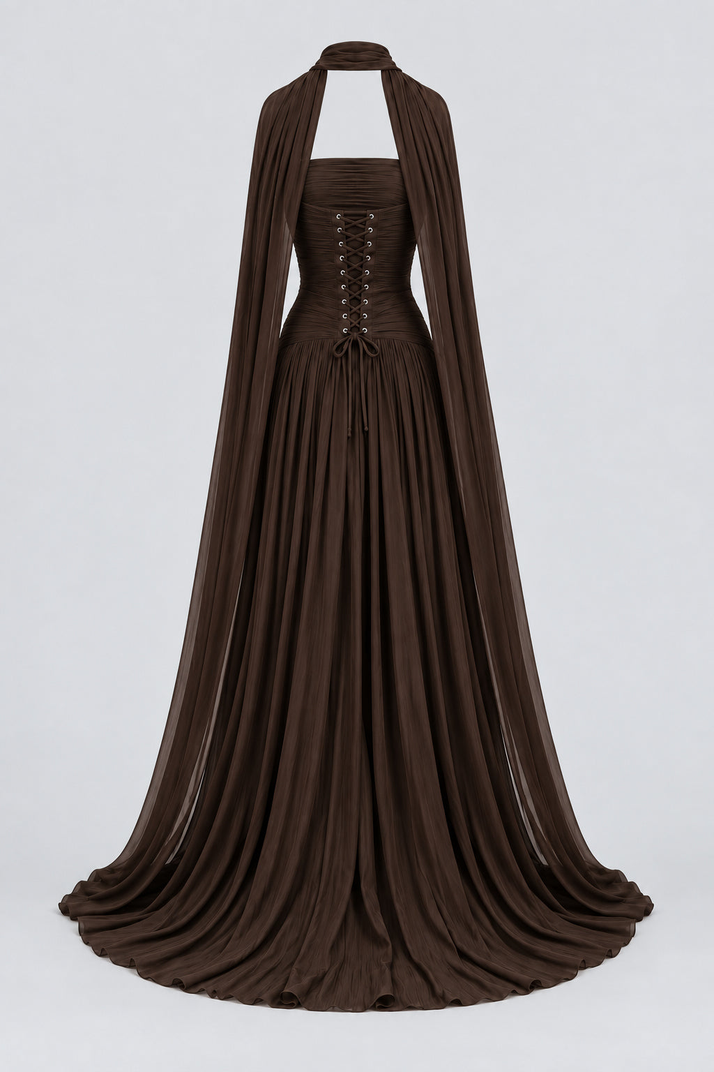 Oiseau Strapless Pleated Maxi Dress - Brown_-_selmori.com_-_04