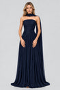 Oiseau Strapless Pleated Maxi Dress - Navy_-_selmori.com_-_01