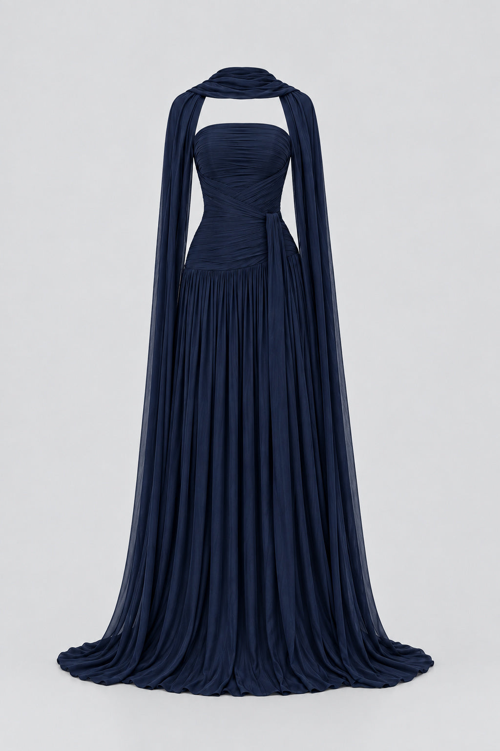 Oiseau Strapless Pleated Maxi Dress - Navy_-_selmori.com_-_03