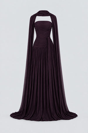Oiseau Strapless Pleated Maxi Dress - Plum_-_selmori.com_-_03