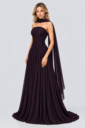 Oiseau Strapless Pleated Maxi Dress - Plum_-_selmori.com_-_05